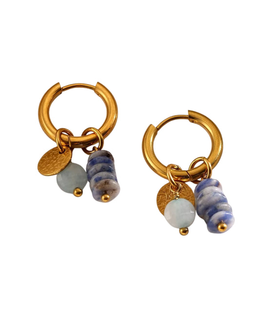 Aretes dorados boho estilo arracada con colgantes de colores