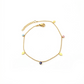 Pulsera dorada de ojo turco y mano hamsa en color azul, celeste y rosa