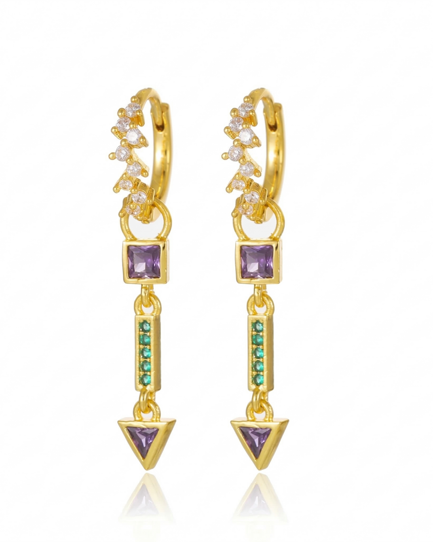 Arete statement de flores con piedras en color rosa, de tipo drop