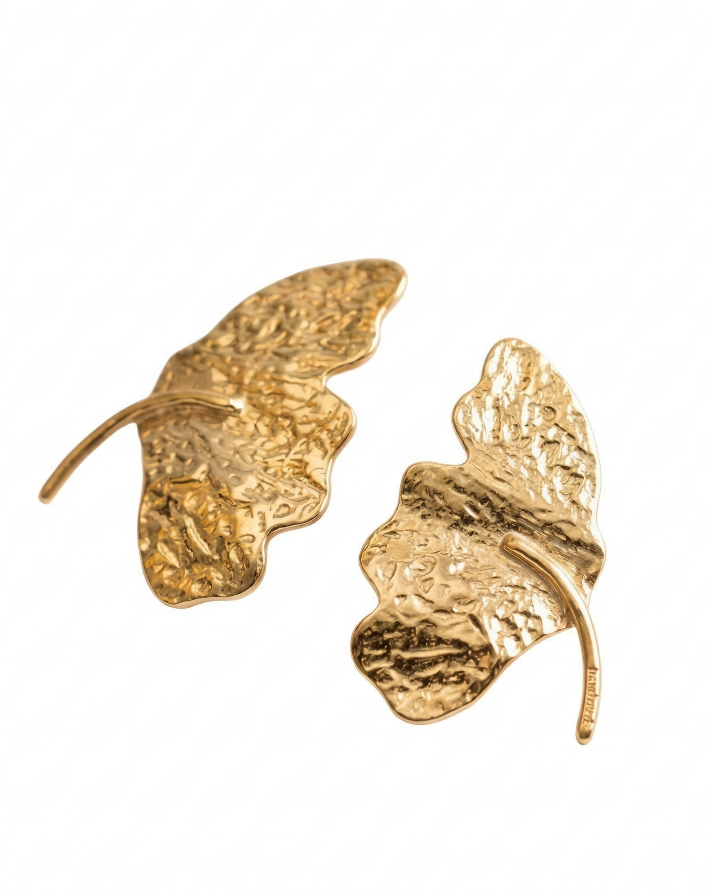 Aretes de hoja dorado en acero inoxidable
