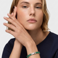 Pulsera estilo tennis de chapa de oro con circonias verdes