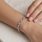 Pulsera plateada con cristales de corazon