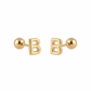 Arete tipo broquel de inicial "B" miniatura en oro 10k