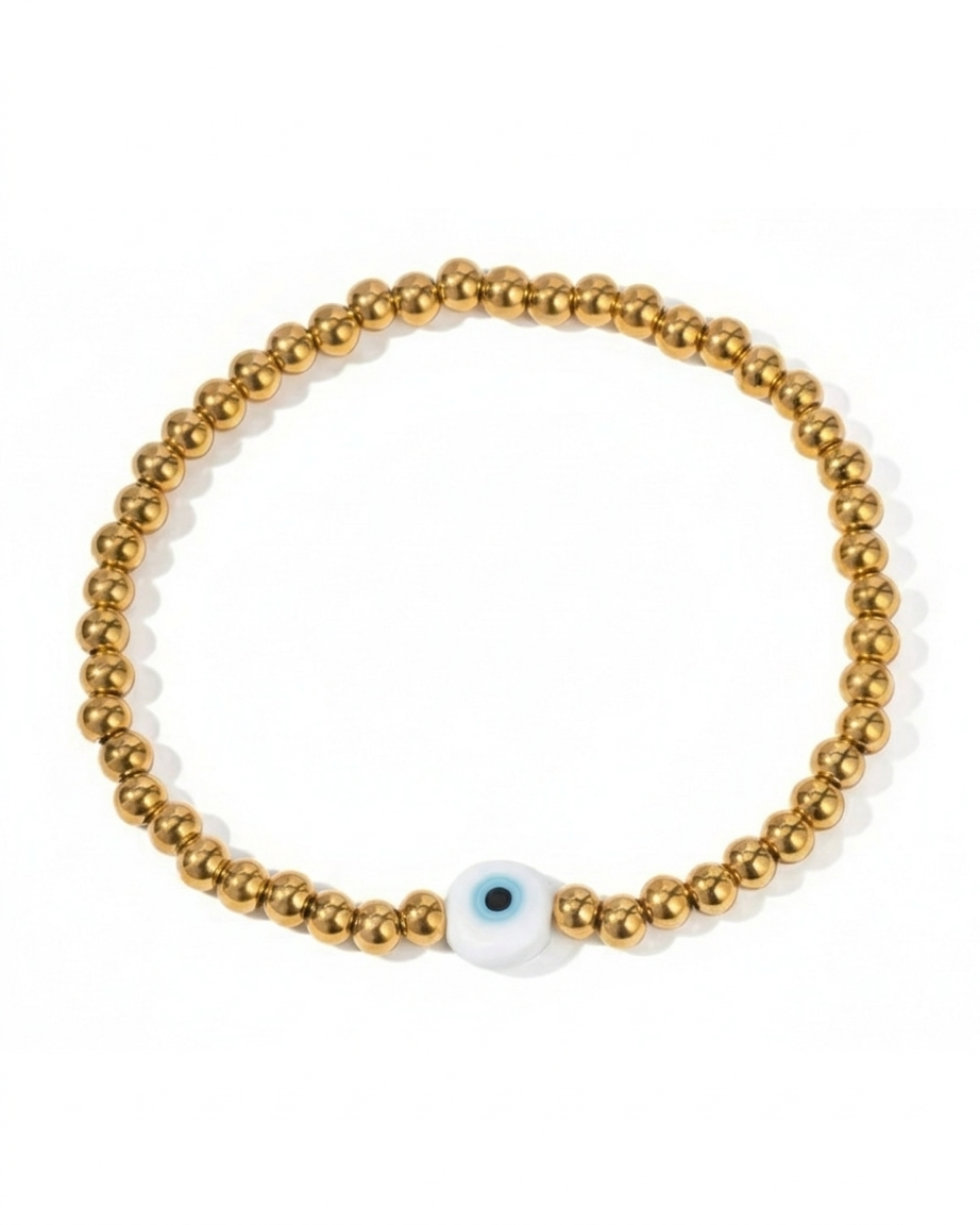 Pulsera dorada de ojo turco azul