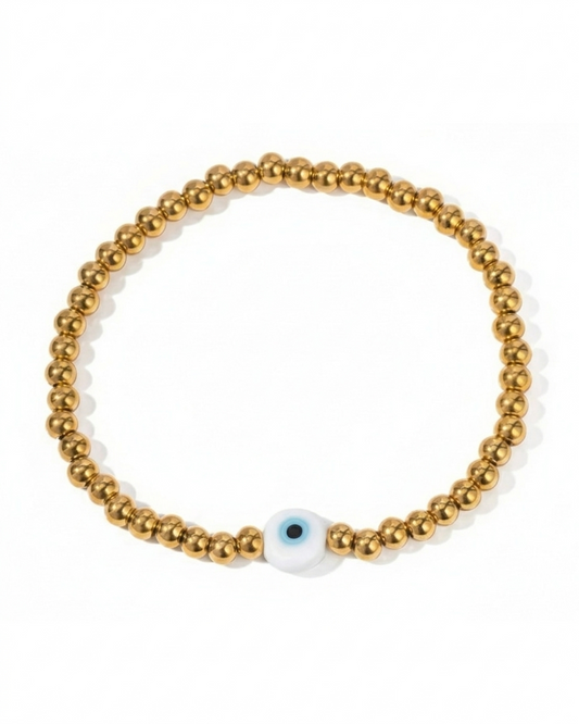 Pulsera dorada de ojo turco azul