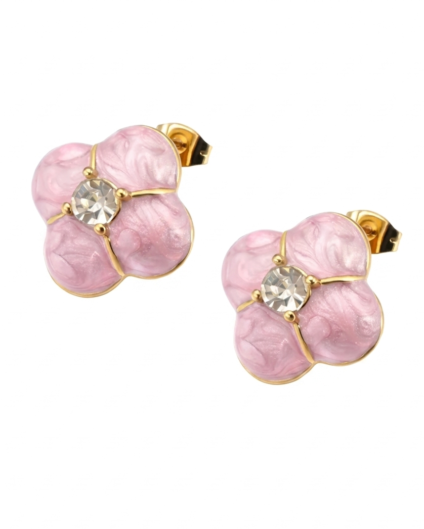 Aretes de flor en color rosa