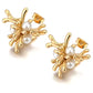 Aretes de racimo coralino con perlas integradas