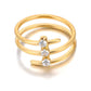 Anillo de triple banda abierta con hilera de cristales
