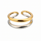 Anillo de doble banda bitono con silueta minimalista