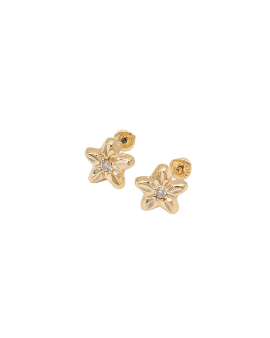 Broquel Flor de Oro con Centro de Circonia