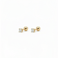 Arete dorado tipo broquel en oro 10k con diamante
