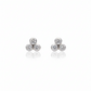 Arete de trébol con zirconia, de tipo studs o broquel, elaborado en oro de 10K