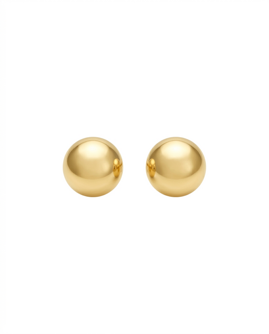 Arete tipo broquel de esfera clásica en oro 10k