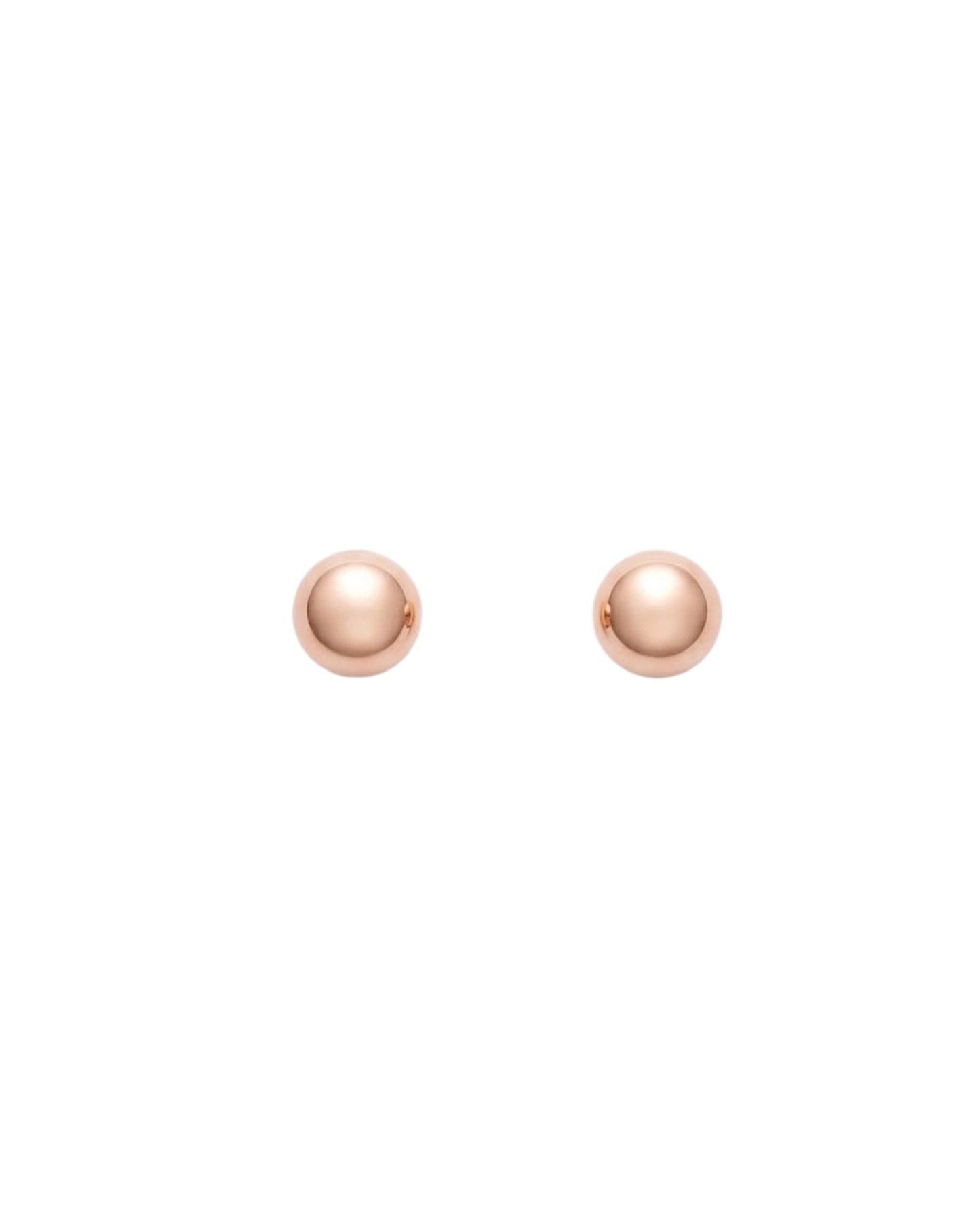 Arete tipo broquel de esfera lisa en oro 10k en color oro rosa