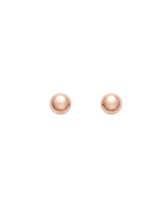 Arete tipo broquel de esfera lisa en oro 10k en color oro rosa