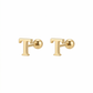 Arete tipo broquel de inicial "T" miniatura en oro 10k
