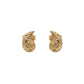 Arete tipo broquel de gota con textura martillada en relieve en oro 10k