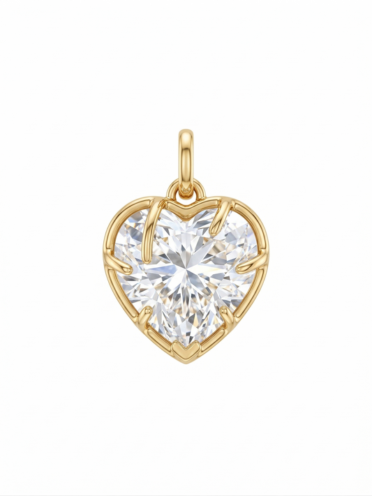 Dije corazón de diamante "Eternal Radiance" con montura envolvente en dorado