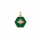 Dije de medalla hexagonal en color verde con abeja color dorado en relieve