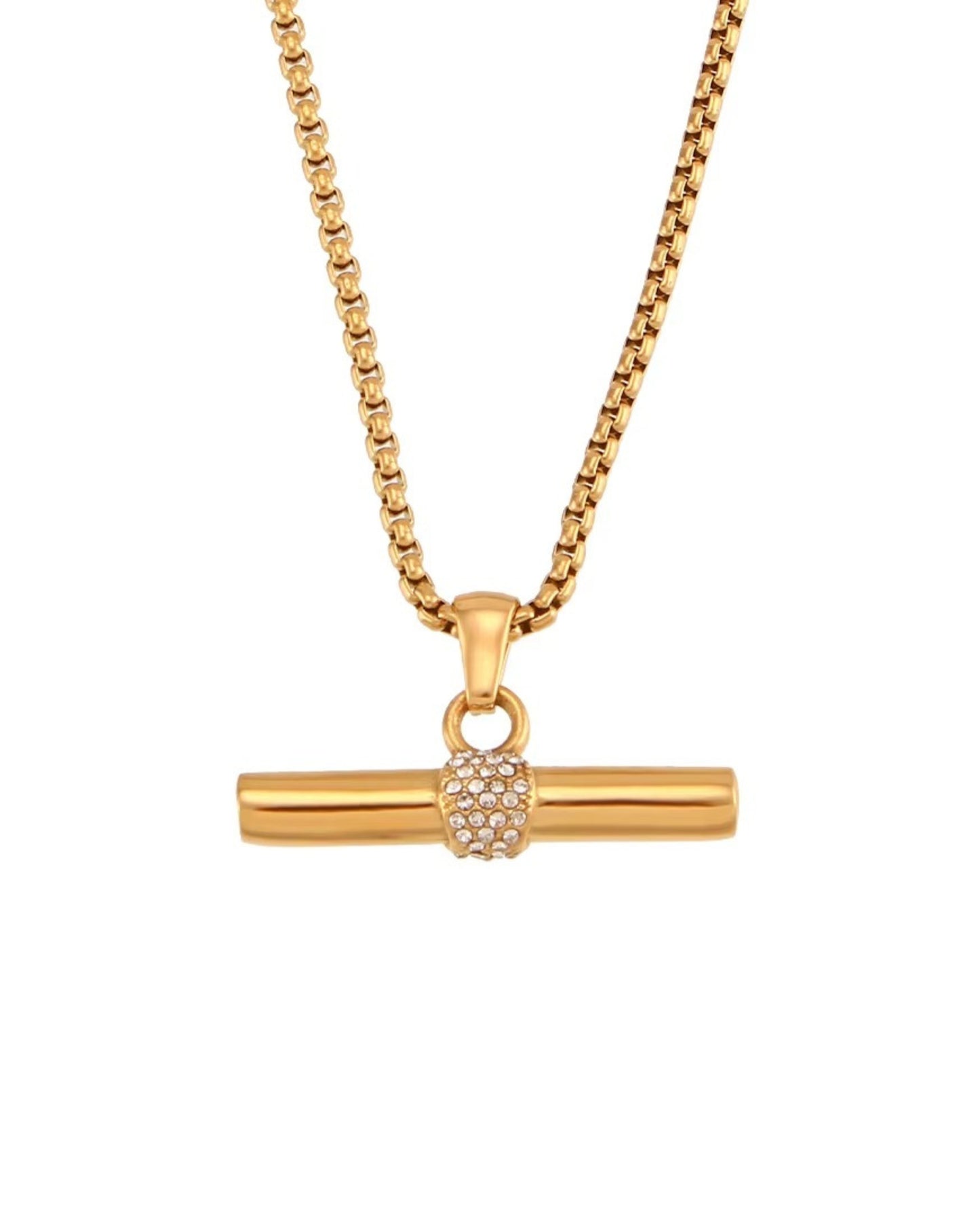 Collar de Barra Geométrica con Circonias
