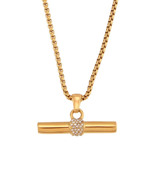 Collar de Barra Geométrica con Circonias