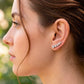 Aretes trepadores de cristales graduados en plata