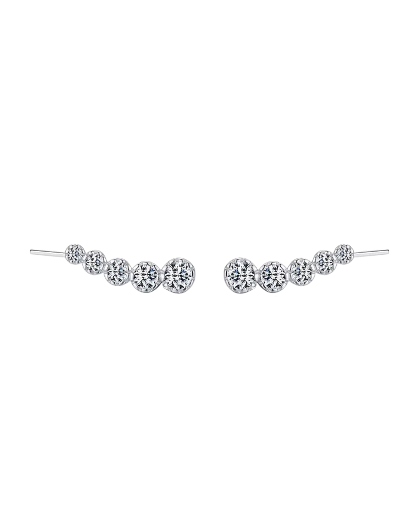 Aretes trepadores de cristales graduados en plata