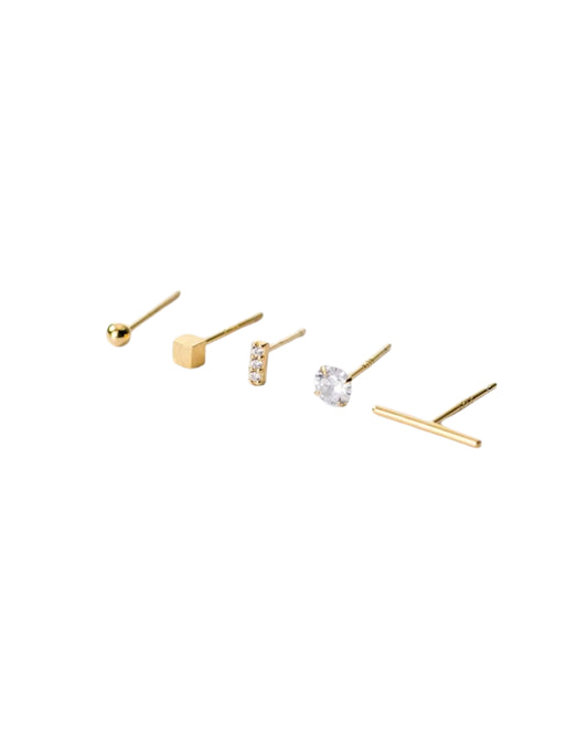 Aretes tipo studs piercing color dorado