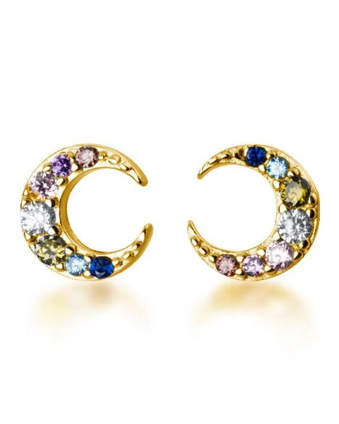Aretes de lunas tipo studs color dorado
