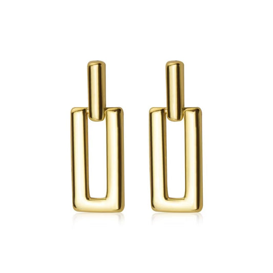 Aretes tipo studs rectangulares color dorado