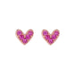 Aretes en Forma de Corazón con Circonias Fucsia