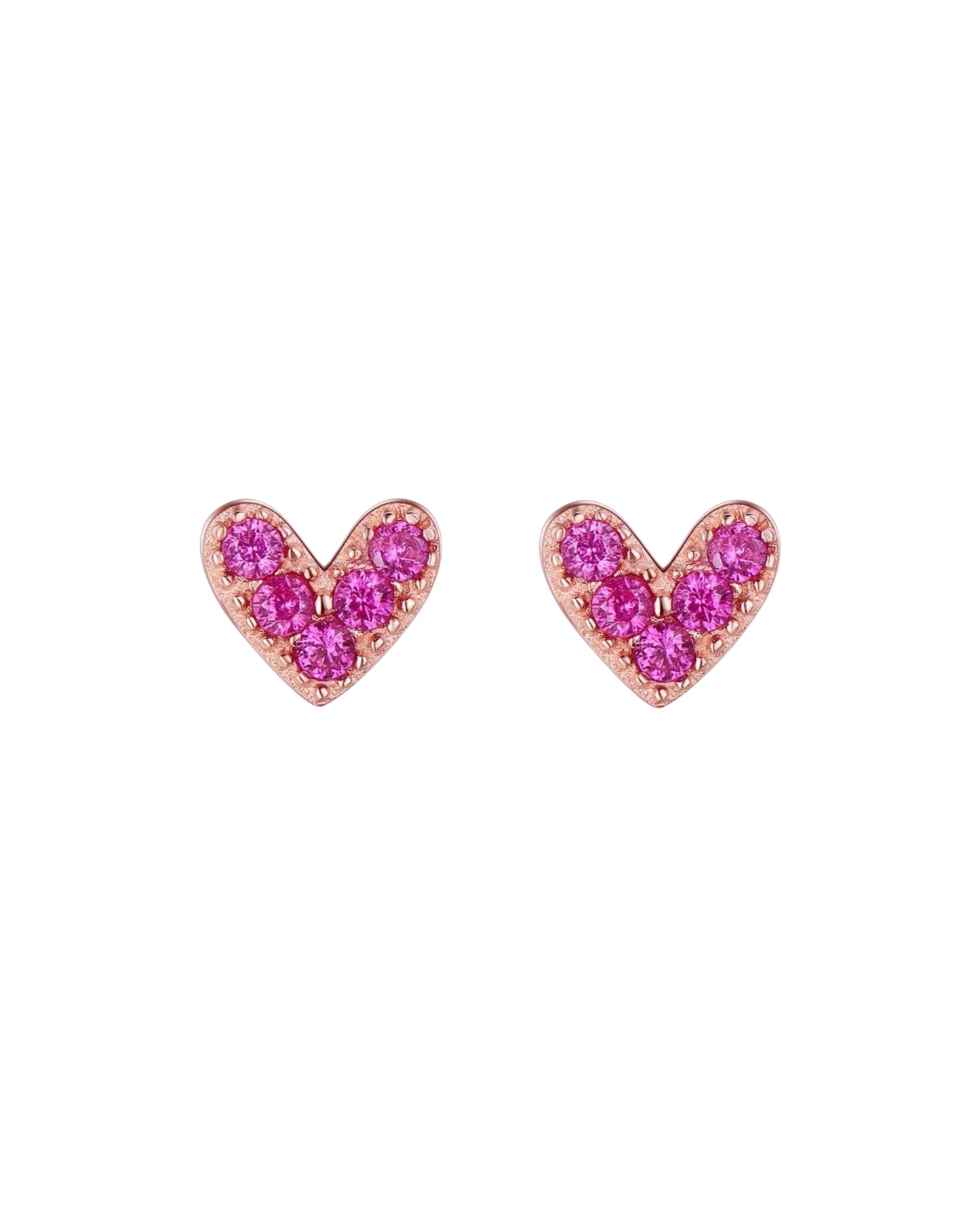 Aretes en Forma de Corazón con Circonias Fucsia