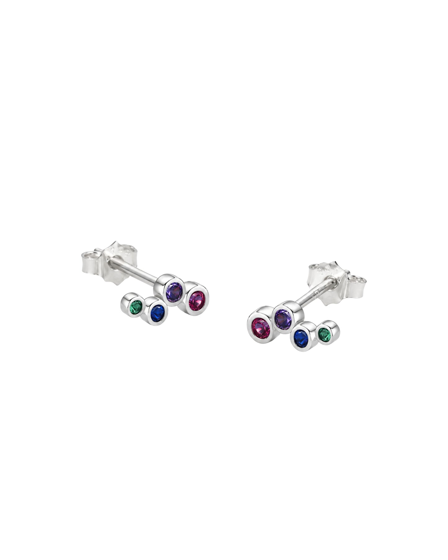 Aretes Trepadores de Plata con Circonias de Colores