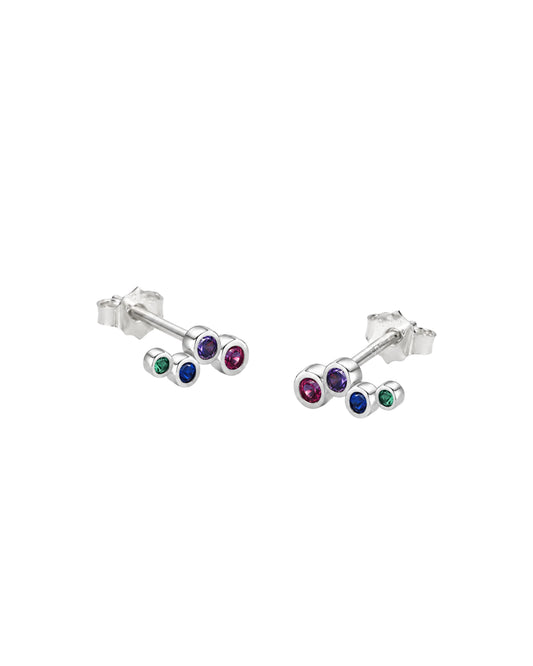 Aretes Trepadores de Plata con Circonias de Colores