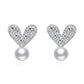 Aretes en Forma de Corazón Pavé con Perla Colgante