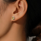 Aretes Estilo Halo con Circonia Cuadrada Amarilla