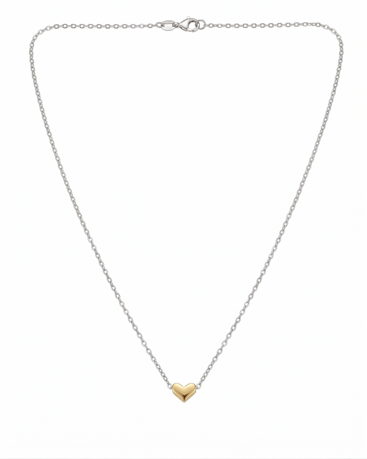 Collar de mini corazón dorado con acabado espejo