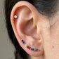 Aretes trepadores con cristales multicolor en plata