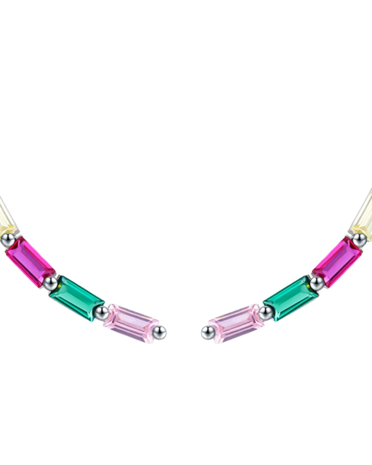 Aretes trepadores con cristales multicolor en plata
