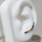 Aretes trepadores con cristales multicolor en plata