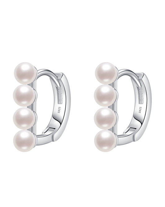 Arracadas pequeñas con hileras de mini perlas en plata