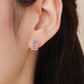 Aretes de doble marco cuadrado con cristales en plata