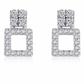 Aretes de doble marco cuadrado con cristales en plata