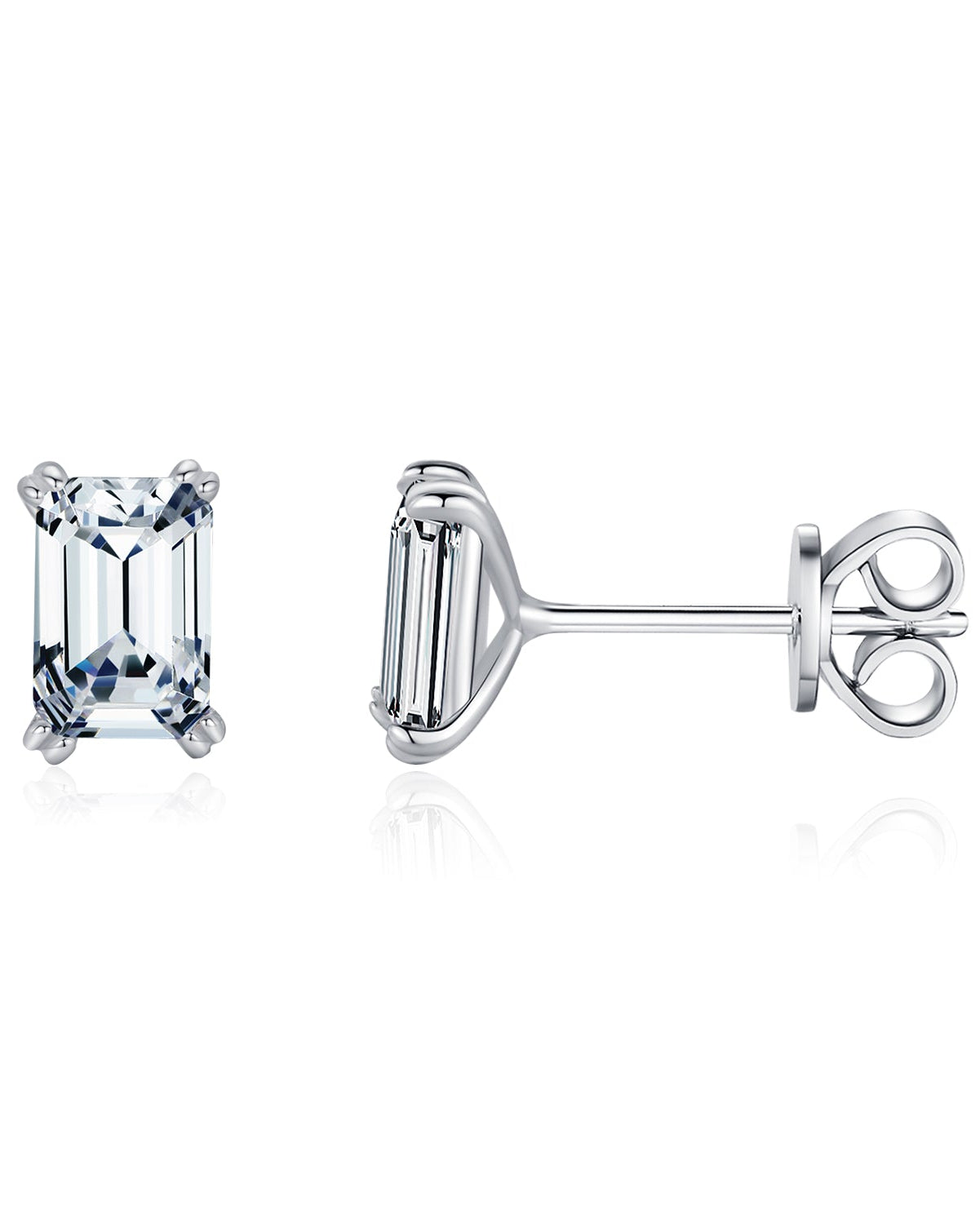Broqueles de cristal en corte esmeralda de plata