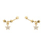 Aretes trepadores de estrellas con dije colgante en oro rosa