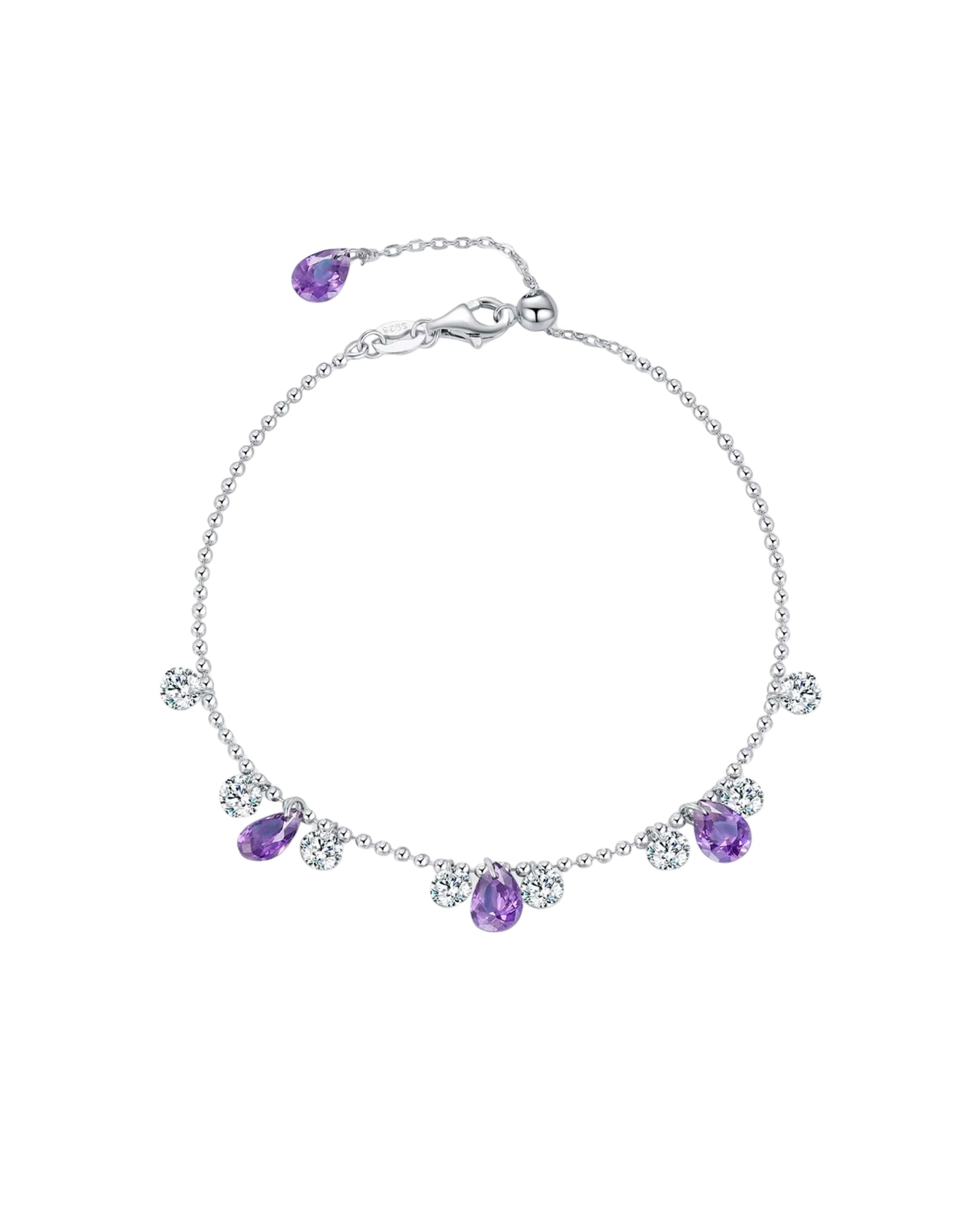 Pulsera con circonias de eslabones color plateado