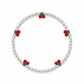 Pulsera de esferas plateadas con dijes de cereza en resina