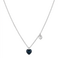 Collar de corazón en cristal azul medianoche con dije pequeño de corazón