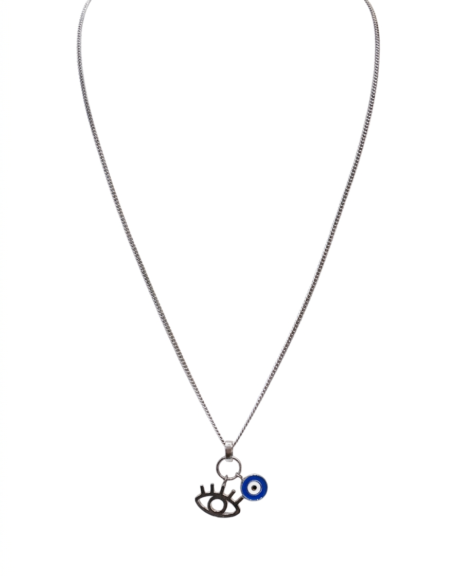 Collar de ojo turco y silueta mística en plata