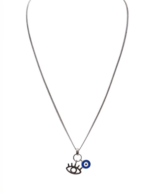 Collar de ojo turco y silueta mística en plata